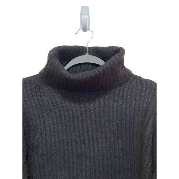 Thakoon Black Alpaca Chunky Knit Cropped Turtle Neck Sweater Sz XL NWT - Picture 4 of 6